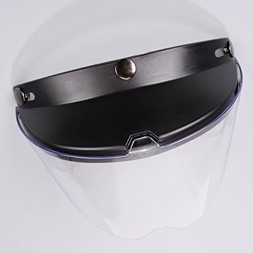 image for Anzio 1Pcs Flip Up Clear Visor Full Face Shield 3 Snap For Open Half F