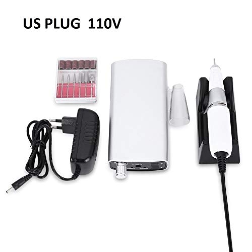 Electric Nail Drill Manicure Machine Acrylic Electric Manicure Apparatus Portable Nail Art Equipment Decorations for Nails (Silver)
