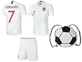prtfc Cristiano Ronaldo Portugal #7 Away Kids Soccer Jersey and Shorts World Cup Kit All Youth Sizes