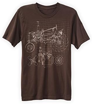 Green 3 Apparel Men's Tractor Blueprint Made in USA Organic T-shirt (M, Brown)