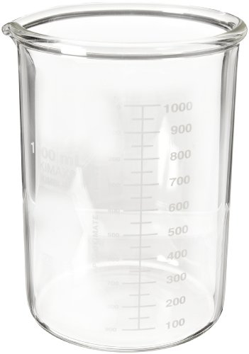 Kimble Chase KIMAX 14005-1000 Borosilicate Glass Heavy-Duty Low Form Beaker, 1000mL Capacity (Pack of 6)