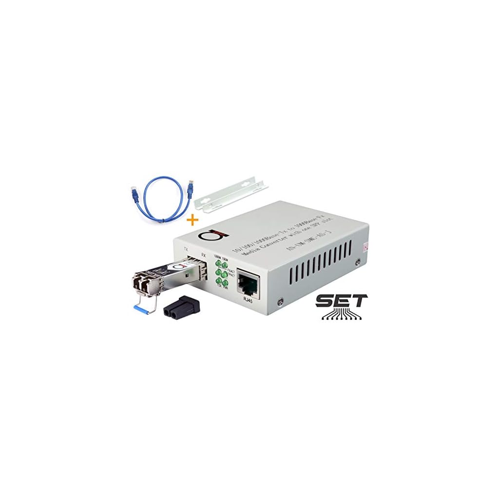 Single Mode LC Gigabit Fiber Media Converter Includes LC SFP 20 km (12.42 Miles) LC to UTP