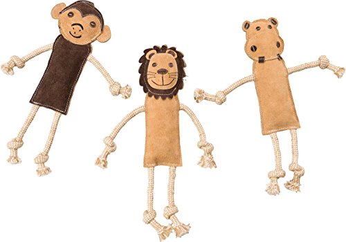 Ethical Pets Dura-Fused Leather Assorted Jungle Animals Dog Toys, 14"