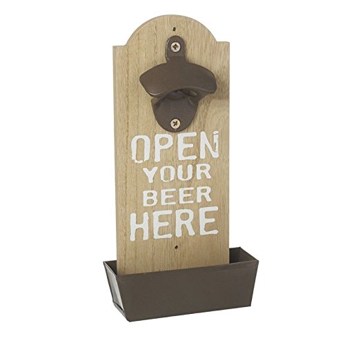 Open Your Beer Here Wooden Wall Bottle Opener