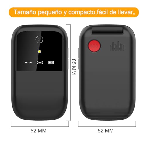 YEEMOVIL F15 - Teléfono Celular 4G con Tapa para Adultos Mayores, Botones Grandes, Botón SOS, Dual SIM, Bluetooth, Batería de Larga Duración (Negro)