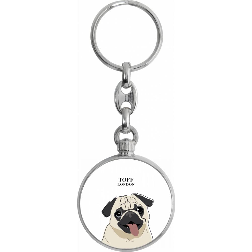 Toff London Beige Pug Dog Head Keyring