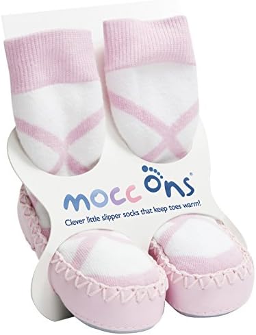 Mocc Ons Cute Moccasin Style Slipper Socks - 24-36 Months, Ballerina