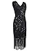 PrettyGuide Women's 1920s Gatsby Sequin Art Deco Fringed Cocktail Flapper Dress