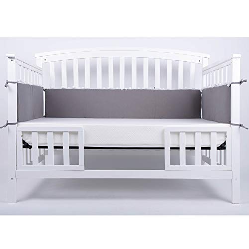 LOAOL Baby Crib Bumper Pads with Pom Pom Breathable Washable Padded Crib Liner Nursery Toddler Decor (Gray) - Thumbnail 3