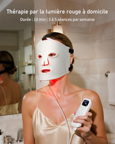 Umitec LED Mask, LED Face Mask Light Therapy, 4 Modes, Mapping Facial Areas, Timer, Skincare at Home - KB.0008(White)