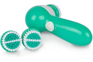 Conair Facial Cleansing Brush Kit - True Glow FCB4GRXC - 2 Speeds, 360° Rotating, Water Resistant, Battery Operated - Gently 