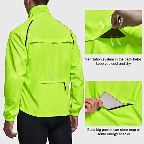 BALEAF Men's Cycling Jacket Removable Sleeves Windbreaker Reflective