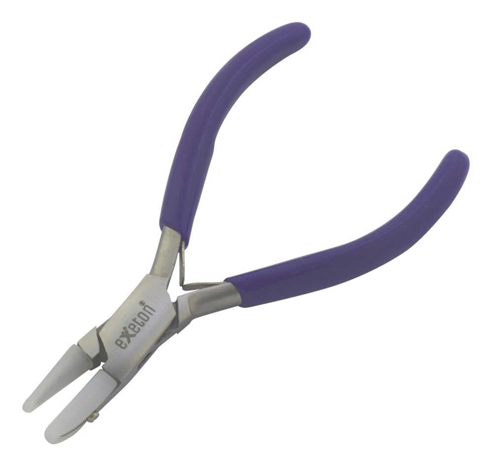 Exeton Jewelry Pliers Tool, Bail Making Pliers 6 in 1 Wire Wrapping Multi Step Loop Pliers, Chain Nose, Nylon Jaw Pliers, Round Nose Pliers, Beading Pliers Pro Tools (Nylon Flat & Round Nose)
