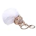 Tenworld Real Fox Fur Ball with Artificial Fox Head Inlay Pearl Rhinestone Key Chain for Womens Bag or Cellphone (White)