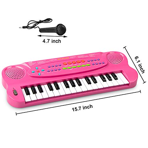 SAOCOOL Toddler Piano Kids Piano, 32 Keys Multifunction Electronic Kids Keyboard Piano Music piano keyboard for kids with Microphone (Pink)