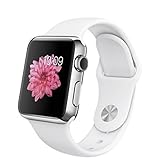 Apple Watch 38mm Stainless Steel Case w/ White Sport Band