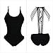 Zelura Sexy-Temptation Women's Resort Halter One-Piece Bikini Black Medium