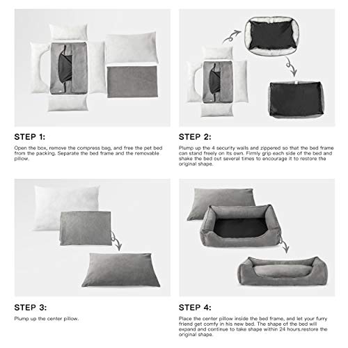 Love's cabin Small Dog Bed with Removable Washable Cover, 24in Grey Cuddler Pet Bed for Small Dogs & Cats Pet Bedding, Padded Cushion Water-Resistant Bottom, Super Soft & Durable Pet Supplies - Thumbnail 2