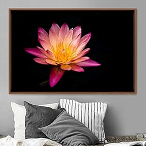 signwin Framed Canvas Wall Art Pink Flower Portrait...