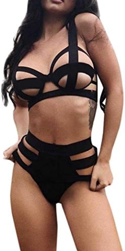 Women Sexy Bandage Bra Lingerie Lace up Babydoll G-String Thong Underwear Nightwear (3XL, Black)
