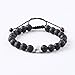 MAOCEN Distance Relationship Bracelet for Lover-2pcs Black Lava Rock & White Howlite Stone 8mm Beads (Braided)