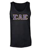 Sigma Alpha Epsilon Twill Letter Tank Top Black Large