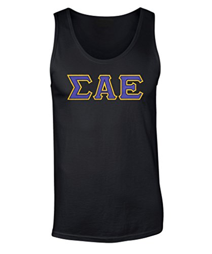 Sigma Alpha Epsilon Twill Letter Tank Top Black Large