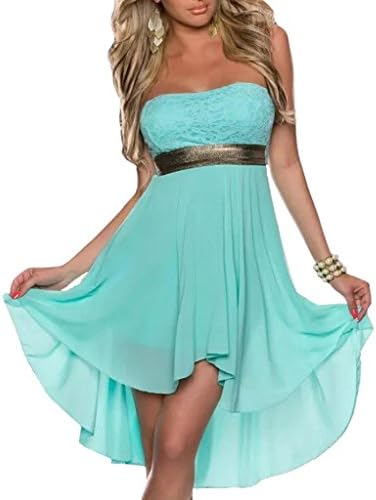 Relaxlama Women's Clubwear Strapless Chiffon Asymmetrical Herm Dresses