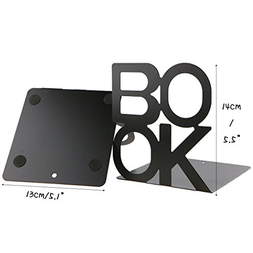 Simple Black BOOK Letter Pattern Metal Bookends Book Organizer for Desk Office Home Decoration Gift