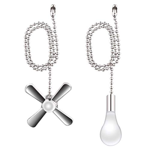 AIIGOU Ceiling Fan Pull Chain Set - 13.6 Inches Fan Pull with Ball Chain Connector Included 1 Light & 1 fan Pulls(Nickel) - Thumbnail 4