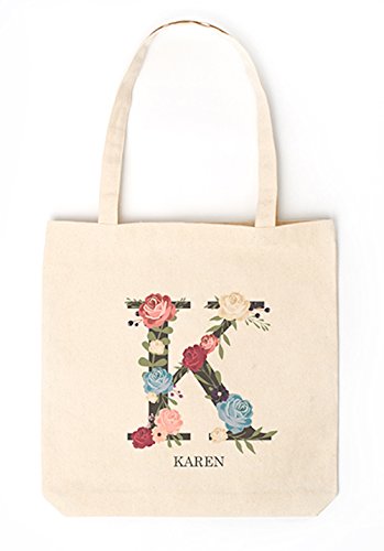 Personalized Monogram Tote - Unique Monogrammed Tote Bags Gifts for Women, Also a Gift for Mom (Letter K)