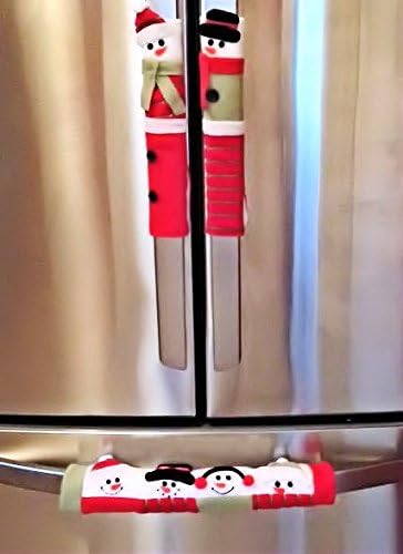 3 Piece Festive Holiday Snowman Kitchen Appliance Handle Covers