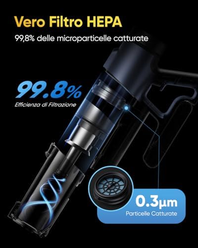 Aspirapolvere Senza Fili 58000Pa/ 50Min Aspirapolvere Lavapavimenti Potente Scopa Elettrica Senza Fili Ultraleggero,Antigroviglio,V12 Aspirapolvere Senza Sacco