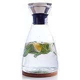 Al Faro 35oz Glass Carafe, Teapot and Decanter - 3-in-1 Pitcher for Water, Juice, Tea, Coffee, Wine - With Bonus Bamboo Coaster - Perfect Gift