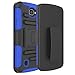 LG Optimus Zone 3 Case, LG K4 Case, LG Spree Case, Zenic Hybrid Dual Layer Armor Defender Full-Body Protective Case Cover with Kickstand & Belt Clip Holster Combo, NOT FIT LG Rebel 3(Blue)