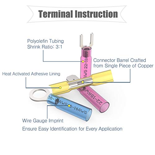 810PCS Heat Shrink Connectors - Sopoby Electrical Wire Connectors Crimp Connectors - Insulated Automotive Marine Wire Terminal Kit - Ring Fork Hook Spade Butt Splices
