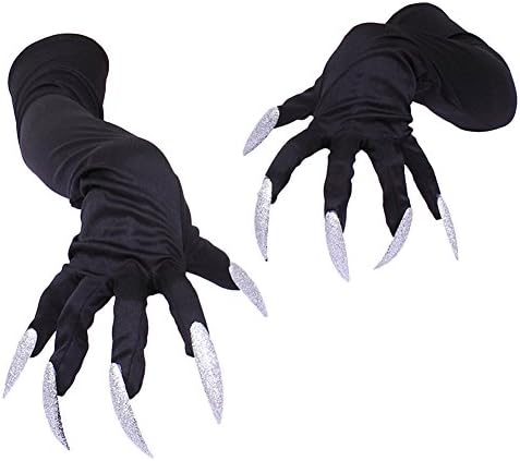 Yiweir Fashion Cosply Party Black Long Gloves Halloween With Long fingernails