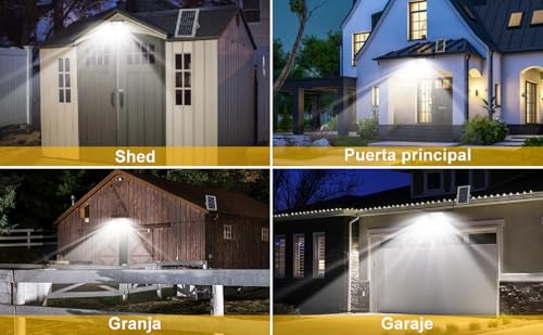 Sunsign 500W Luz Solar Exterior Jardin,IP67 Lámpara Solar con Control Remoto, 294 LED 8000 lumens Lámpara de Inundación Solares, 6500K Regulable Iluminación Exterior Luces