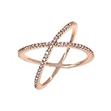 Lavencious Single X Cross Rings Criss Trendy Fashion Statement Clear CZ Cocktails Jewelry for Women