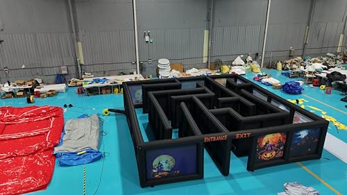 26x26ft Halloween Blood Haunted House Inflatable Maze Kids Inflatable Laser Maze Game（8x8m with Blower）
