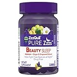 Vicks ZzzQuil Pure Zzzs Beauty Sleep Melatonin Gummies Sleep Aid with Ginger, Grape Seed Extract, Chamomile, Lavender, 42 Count