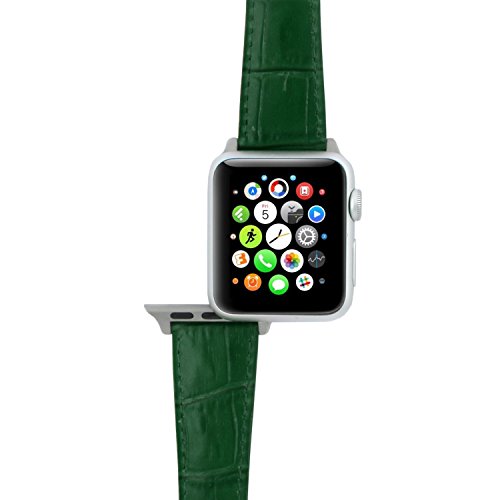 Apple Watch Band, Green Replacement Genuine Leather Strap for iWatch 20mm with Adaper