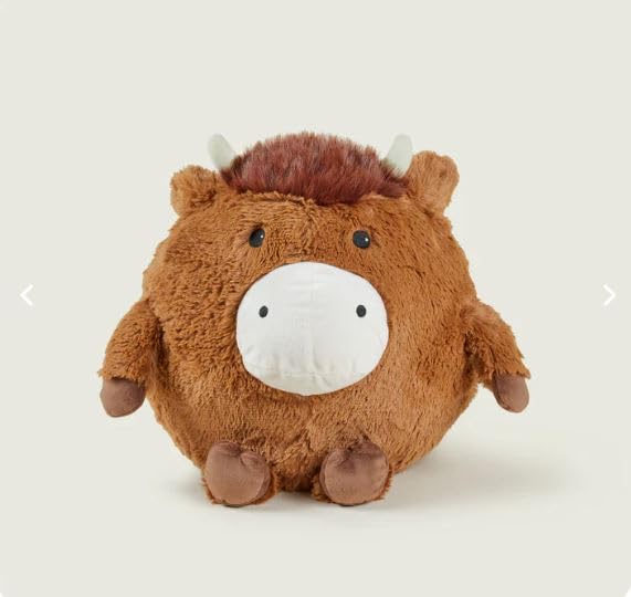Warmies Highland Cow Supersized Soft Plush Toy Cushion, Cuddly Animals for Kids & Adults, Ultra Soft Faux Fur