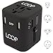 LOOP Travel Smart 4, Worldwide Travel Adapter Charger [US UK EU AU/CN] w/ 4 USB Charging Ports [4500mAh] Universal AC Socket - Safety Fused (Black)