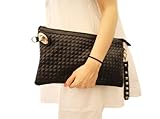 Ladies Punk Rivet Studded Spike Quilted Evening Party Clutch Purse Wallet Handbag