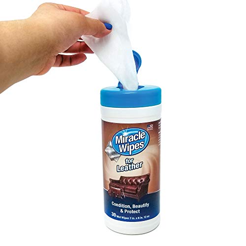 MiracleWipes for Leather Cleaning & Conditioning - Vehicle, Furniture, Shoes, Jacket, Interior, Upholstery - Clean, Protect, Moisturize - UV Protection, Help Prevent Fading - 2 Pack (30 Count)