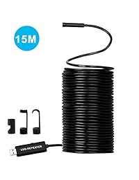 50FT Cable HD USB Endoscopio actualizado, semirrígido Borescopio Snake Cámara 2.0 Megapíxeles CMOS HD Impermeable Snake Cámara