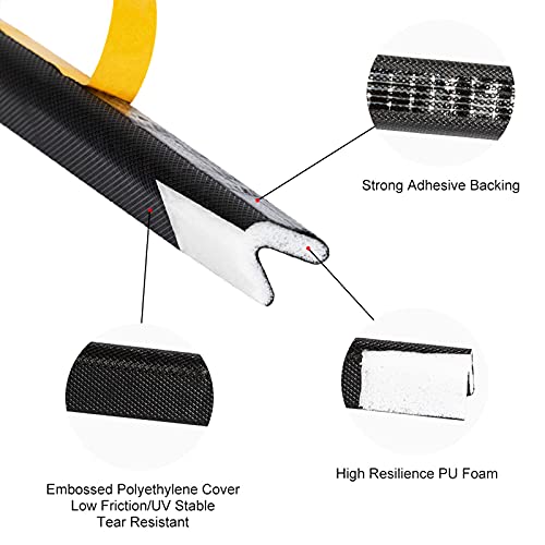 fowong V Shape Weather Stripping Black, 1/2 Inch Wide X 19 Feet Long