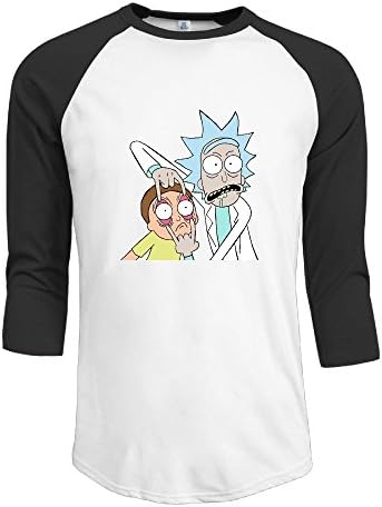 Avis N Rick and Morty Men's 3/4 Sleeve Raglan Baseball Tee Black XX-Large