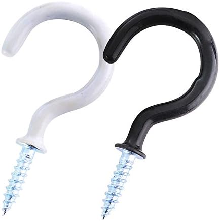 HomeDone Ceiling Hooks Cup Hook 1-1/4 Inch Vinyl Coated, 2 Colors, 50-Pack